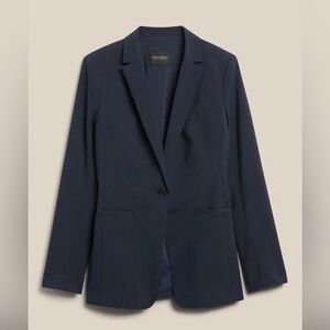 Banana Republic Long and Lean-Fit Washable Wool-Blend Blazer Navy Size 4 Tall